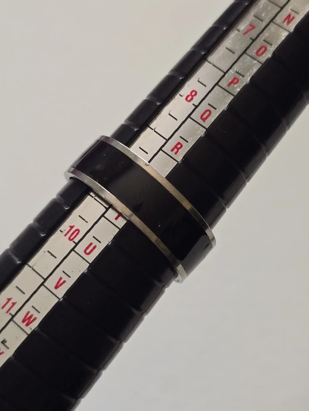 Black Inlay Metal Band Ring Size 9